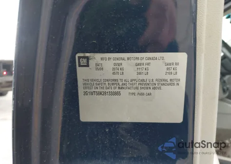 2008 Chevrolet Impala Lt from USA, damaged, VIN 2G1WT58K281330865